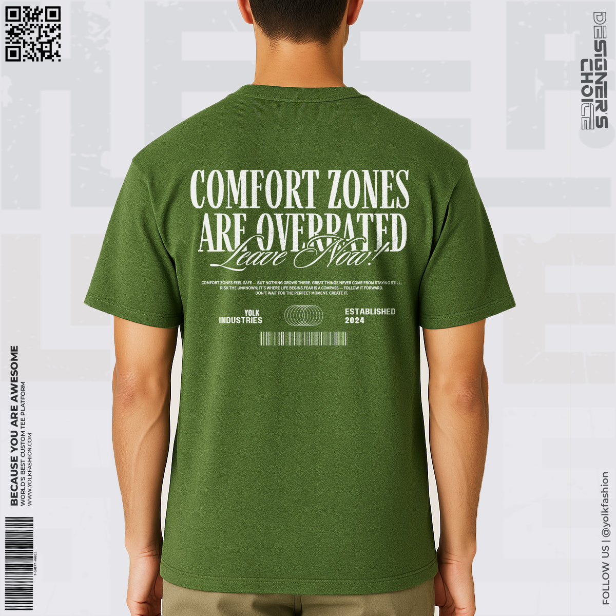 Olive Drop Shoulder T-Shirt For Man.